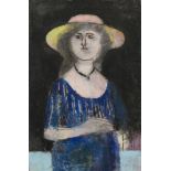 Stella Steyn (1907-1987)Portrait of a Woman, Three-quarter Length, Wearing a HatOil on canvas, 75