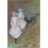 William Butler Yeats (1865-1939)Two Girls and a Dog in the WoodPastel, 33.8 x 23.8cm (13¼ x 9¼'')