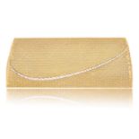 A FINE GOLD AND DIAMOND EVENING CLUTCH BAG, BY STERLÉOf basketweave design, the hinged lid edged