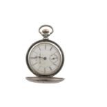 A SILVER POCKET WATCH BY 'ELGIN' NAT. WATCH & CO., surmounted by suspension ring and milled