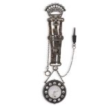 CHATELAINE POCKET WATCH BY CHARLES OUDIN PARIS, CIRCA 1830Watch case of ebony, with Roman numerals