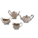 A LARGE ENGLISH FOUR PIECE TEA AND COFFEE SERVICE London 1817, mark of William Bateman comprising