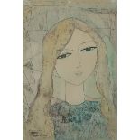 Evgueny Leonodovitch KROPIVNITSKY (1893-1979) Portrait de fillette aux tresses Dessin à l'encre,