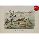 Currier and Ives A Base Hit. 1882. Lithographie par Th. Worth. 350 x 255. Très belle épreuve sur