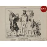 Honoré Daumier (1808-1879) Aux bains de mer, pl. 1, 4, 5, 6, 7. 1858. Lithographie. 285 x 230 env.