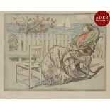 Pierre-Georges Jeanniot (1848-1934) Femme au rocking-chair. 1900. Eau-forte. 395 x 296. Impression