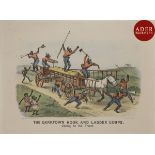 Currier and Ives The Darktown Hook and Ladder Corps. 1884. Lithographie par King et Murphy. 345x