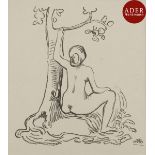 Aristide Maillol (1861-1944) Femme nue assise sous un arbre. 1895. Zincographie. 195 x 205. Guérin