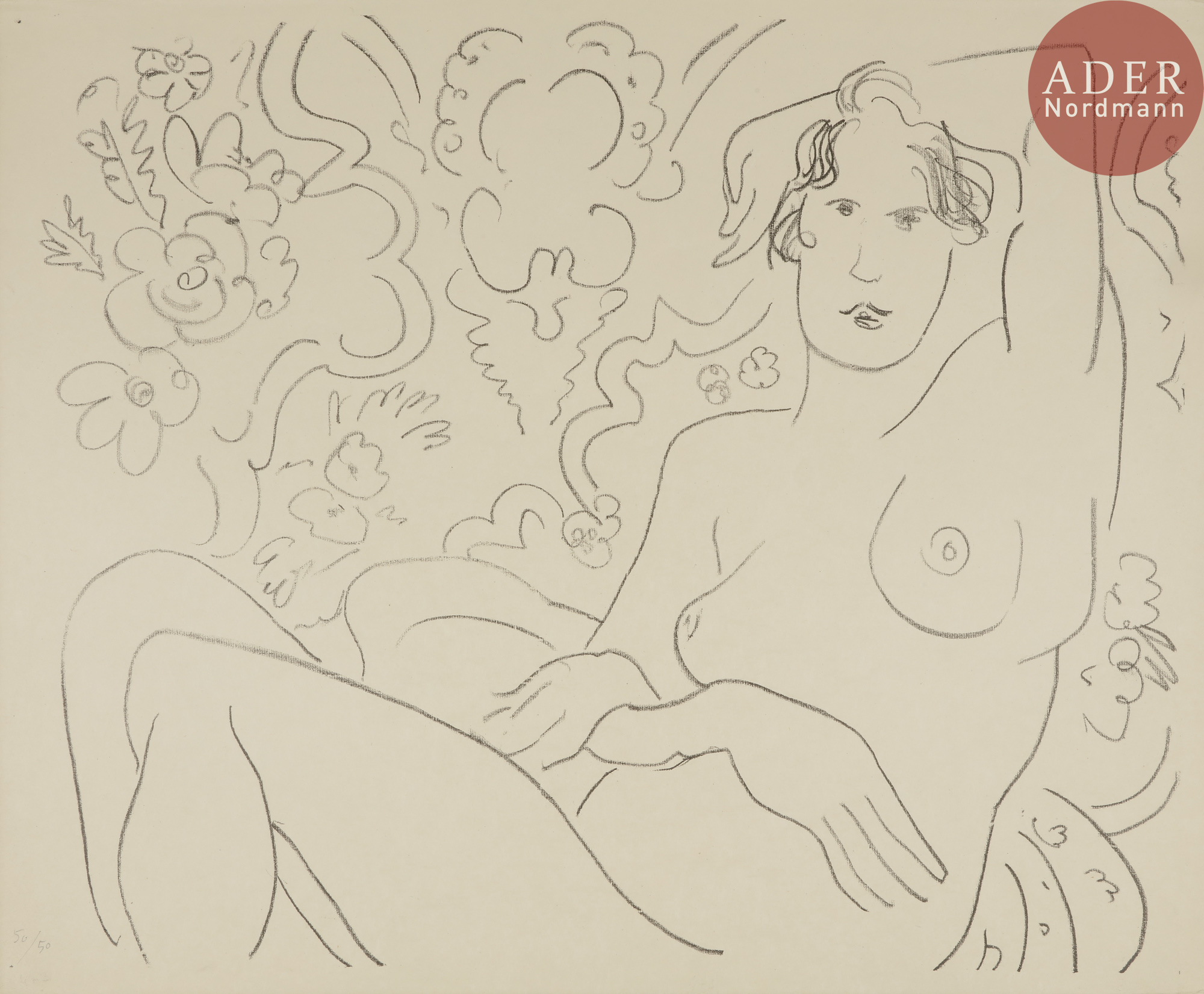 Henri MATISSE Nu assis, bras gauche sur la tête. 1926. Lithographie. 440 x 533. Duthuit-Garnaud 473.