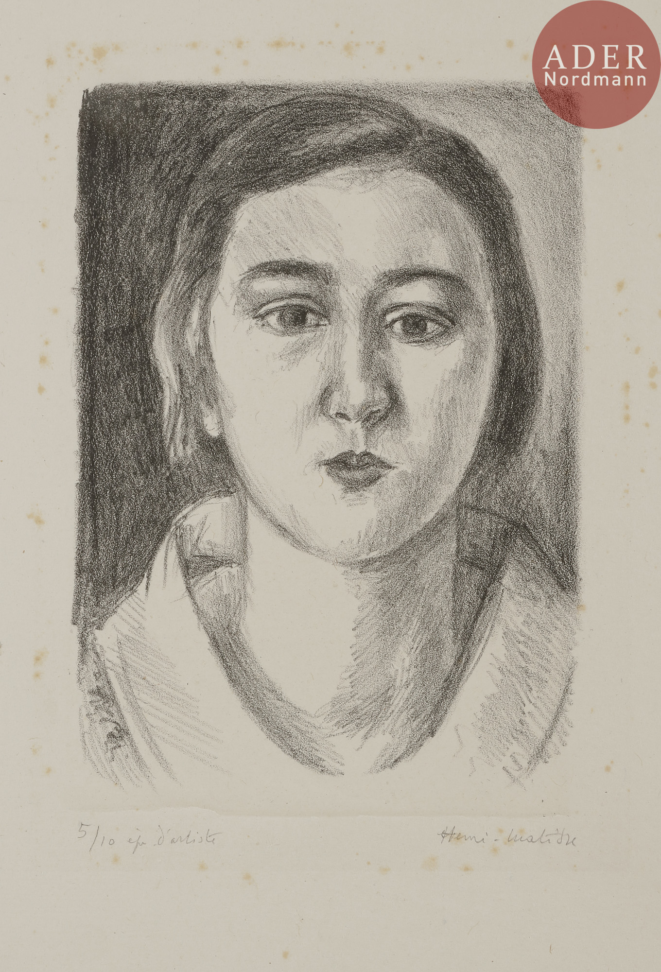 Henri MATISSE Jeune fille au col d'organdi. 1923. Lithographie. 201 x 149. Duthuit-Garnaud 428.