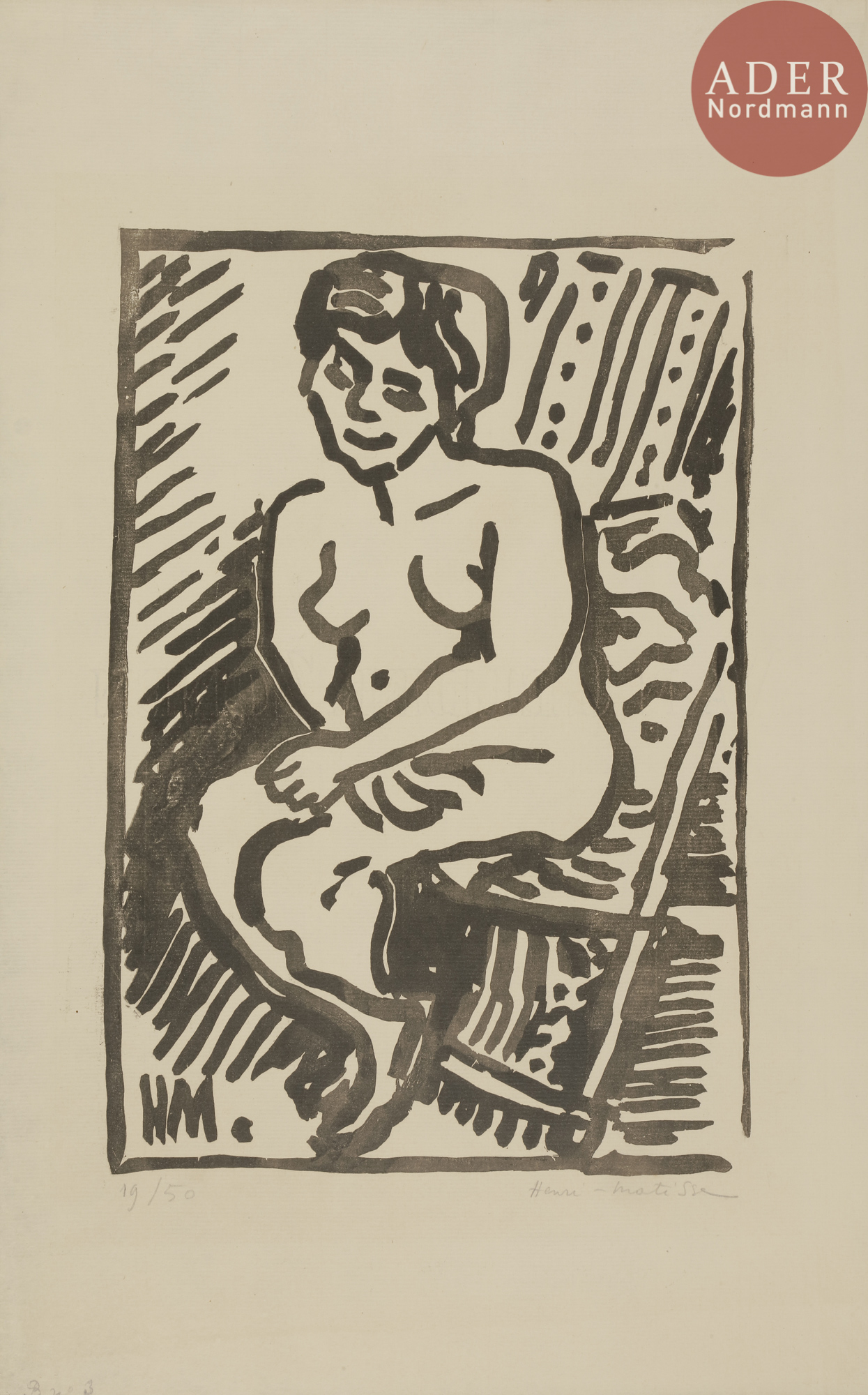 Henri MATISSE Petit bois noir. 1906. Bois gravé. 311 x 212. Duthuit-Garnaud 319. Très belle et