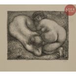 Aristide MAILLOL Deux femmes dans l'herbe. Autographie. 193 x 250. Guérin 287. Très belle épreuve