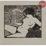 Aristide MAILLOL La Vague. 1895-1898. Bois gravé. 170 x 196. Guérin 8. Très belle épreuve sur