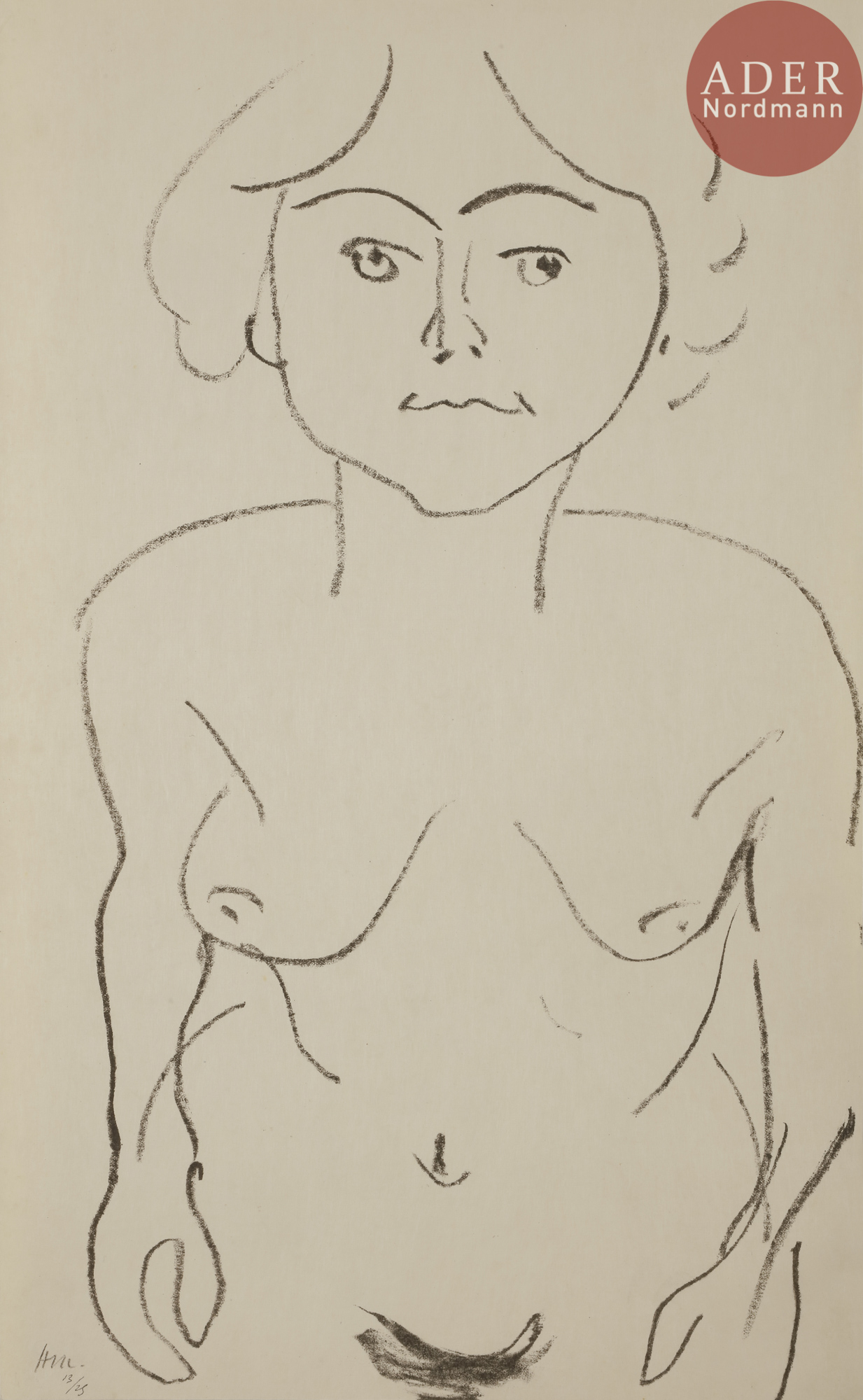 Henri MATISSE Nu de face, vue plongeante. 1906. Lithographie. 436 x 254. Duthuit-Garnaud 405. Très