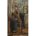 Jacques CHAPIRO (1887-1972) Autoportrait au chevalet, 1940 Huile sur toile. Signée et datée en bas à