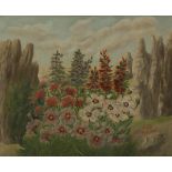 André BAUCHANT (1873-1958) Fleurs dans un paysage rocheux, 1952 Huile sur toile. Signée et datée