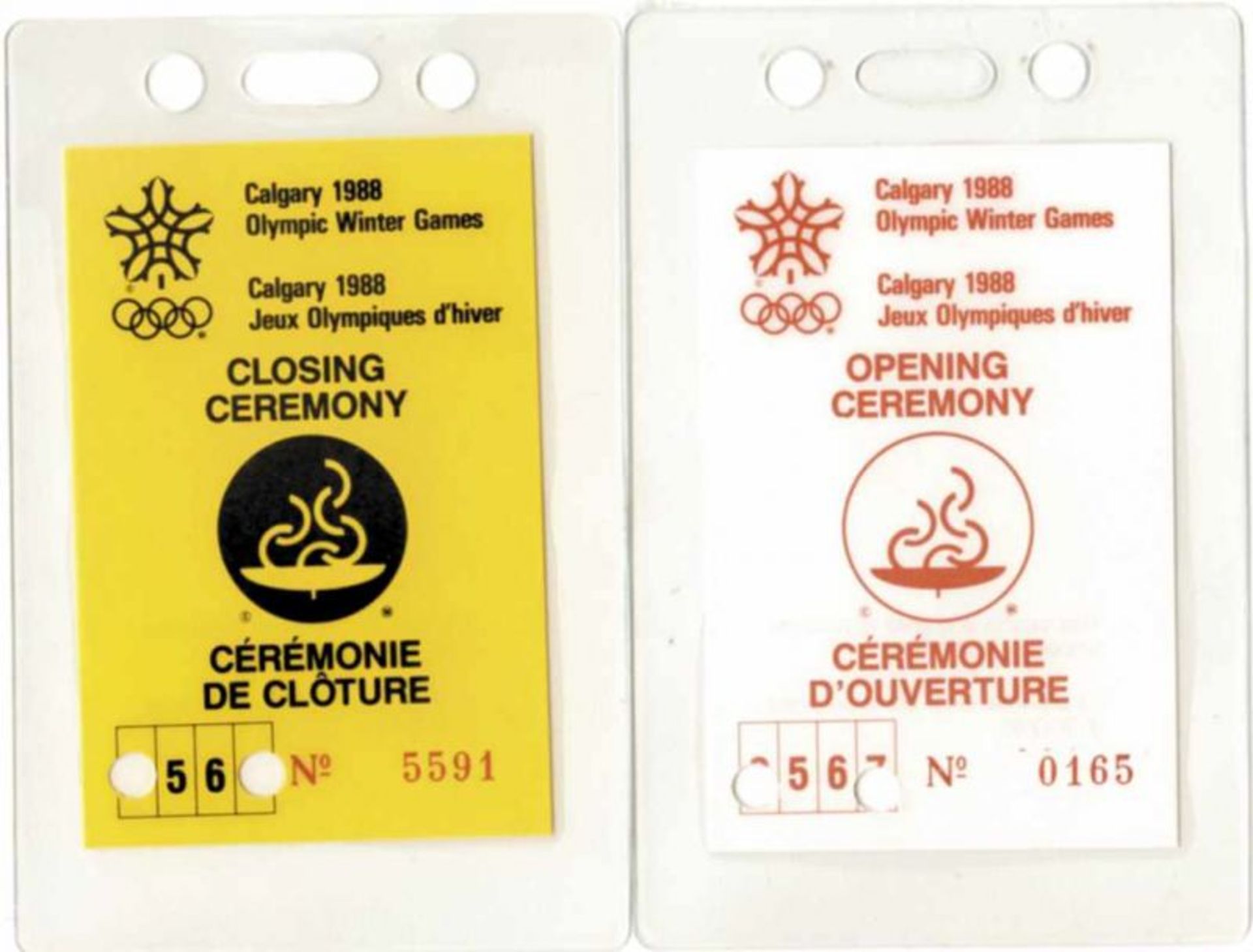 Olympic Winter Games 1988 Two Tickets Opening - Two tickets for the Opening and the Closing Ceremony