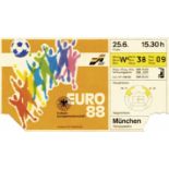 UEFA Euro 1988 Ticket Final Neterhalnds v USSR - June 25th, 1988. Munich. 18x10 cm, Eintrittskarte