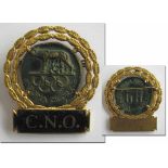 Participation Badge: Olympic Games Rome 1960. - Bronze, gold plated with enamelled bar with