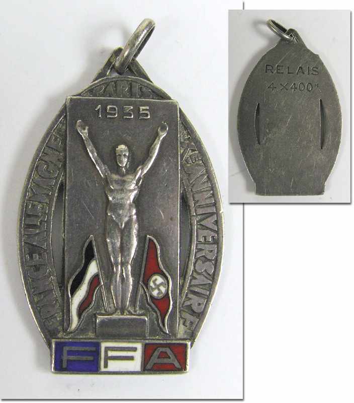 Athletics Competition France v Germany 1935 Medal - Winner's medal from the German Herman Blazejezak