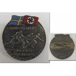 Athletics Germany Sweden 1938 Participation badge - Silver plated MC enamelled participants