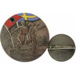 Athletic match 1937. Badge Germany vs Sweden - Silver plated with MC enamelling from athletics