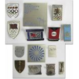 Olympic Games Munich 1972 Pin Collection + Plaque - Collection of pins from the Olympic Games in