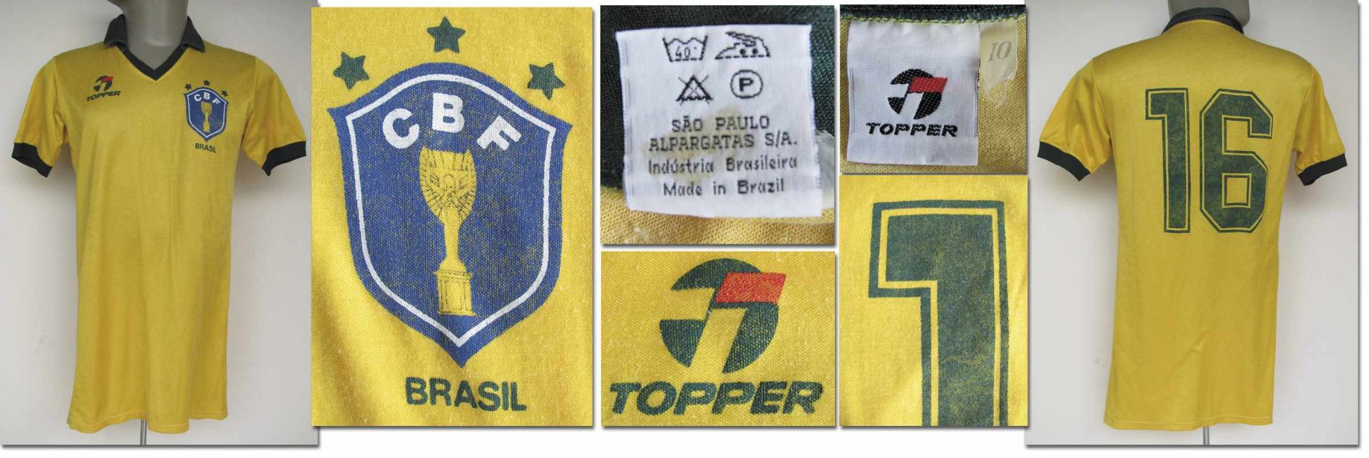 World Cup 1986 match worn football shirt Brazil - Original match worn shirt Brazil with number 16.