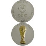 Participation Medal: World Cup 2002. Final Draw - Silver medal with relief WC Trohy in gold.