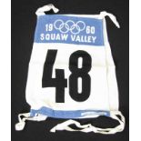 Olympic Games Squaw Valley 1960. Official Bib - Start number "47". Linen, size 34x26 cm. Very