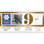 Olympic games 1968 Grenoble. Ticket Icehockey - Feb 9th match 9, 21.00. Icehockey. 20.5x10 cm.