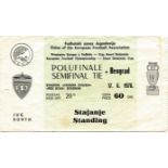 Ticket UEFA Euro 1976. Germany v Yugoslavia - Semi-final in Belgrad, June 17, 1976 .Size 16x9 cm,