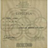 Olympic Games 1968. Winner diploma volleyball - Winner diploma from the Olympic Summer games in