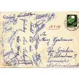 Football 16 Autographs Spain 1958 Postcard - Postcard from the Spanish football team on occasion