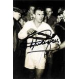 Autograph Football World Cup 1954 Ferenc Puskas - b/w repro photo showing Puskas in Real Madrid