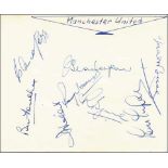 Autographs: Manchester United 1960s - Blanc sheet with eight original signatures of Manchester
