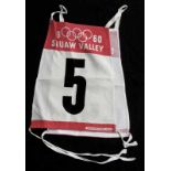 Olympic Games Squaw Valley 1960. Official Bib - Start number "5". Linen, size 34x26 cm. Very rare!