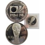 World Cup 1974. Paritcipation Medal FIFA - Large (6cm) 1000 stamped silver medal, weight