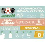 World cup 1986 Ticket Semifinal Germany v France - 25th June 1986 in Mexico. 20x10 cm creased