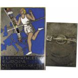 Participation badge 1938 European atheltics Champ - Participation pin 1st European Championships in