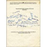 Football Hungary 1957 Autographed postcard - Writing paper of the Hungarian FA with 21 original