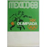 Poster Olympic Summer Games 1968 Mexico - XIX Olimpiada Mexico 68. Motif: Football. 90x61 cm.