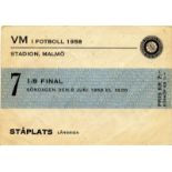 World Cup 1958. Ticket Germany vs Argentia -  VM i Fotboll 1958. Malmö. 1/8 Finale. 8.6.1958. Size