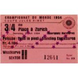 World Cup 1954. Ticket 3rd place match Austria vs - Uruguay (3:1), 3rd Juli 1954 in zurich. 9,5x6