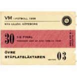 Ticket: World Cup 1958. Germany v Sweden - Semifinal Germany vs Sweden 24th June 1958 in Goetheborg.
