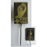 FIFA World Cup 1954. Official Visitors Pin - Made by Paul Karmer, Neuchatel. With inscription on