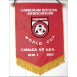 World Cup 1980. Canadian Pennant - Flocked match pennant "Canadian Soccer Association. World Cup