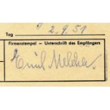 German Football Autograph 1938 - Melcher, Emil - (1895- verstorben) Blancosignatur auf