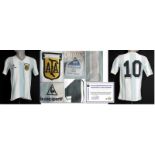 match worn football shirt Argentina 1982 COA - Ãbersetzen! Argentinien - Trikot 1982 - Original