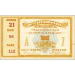 Ticket Olympic Games 1932. Track + Field Atletics - 7th August, 11 x 6.5 cm Eintrittskarte OSS1932 -